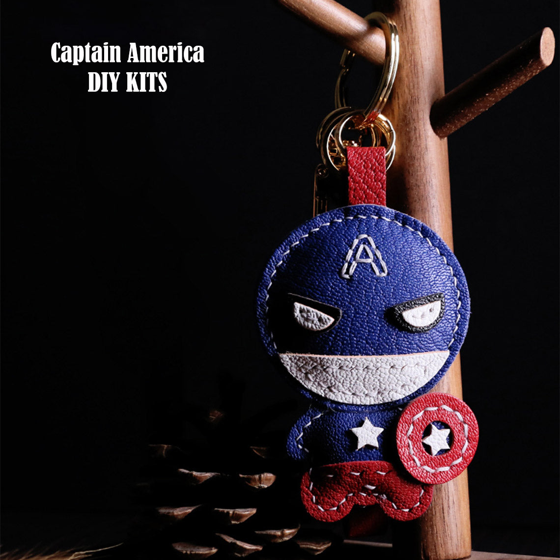 Leather Captain America Keychain Kit | Best Unique DIY Keychain Idea Keyring Making Kit - POPSEWING™