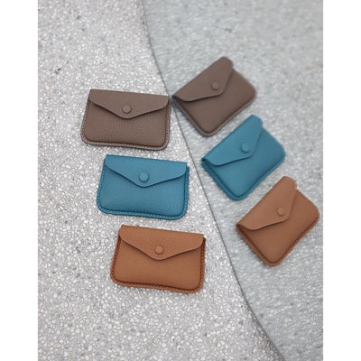 Top Grain Leather Minimalist Wallet Purse | Taupe, Brown and Peacock Blue - POPSEWING™