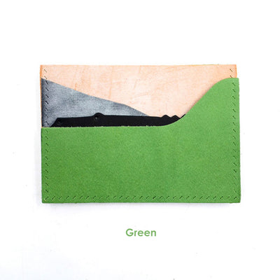 Green leather card wallet | Homemade DIY gift card holder | POPSEWING™