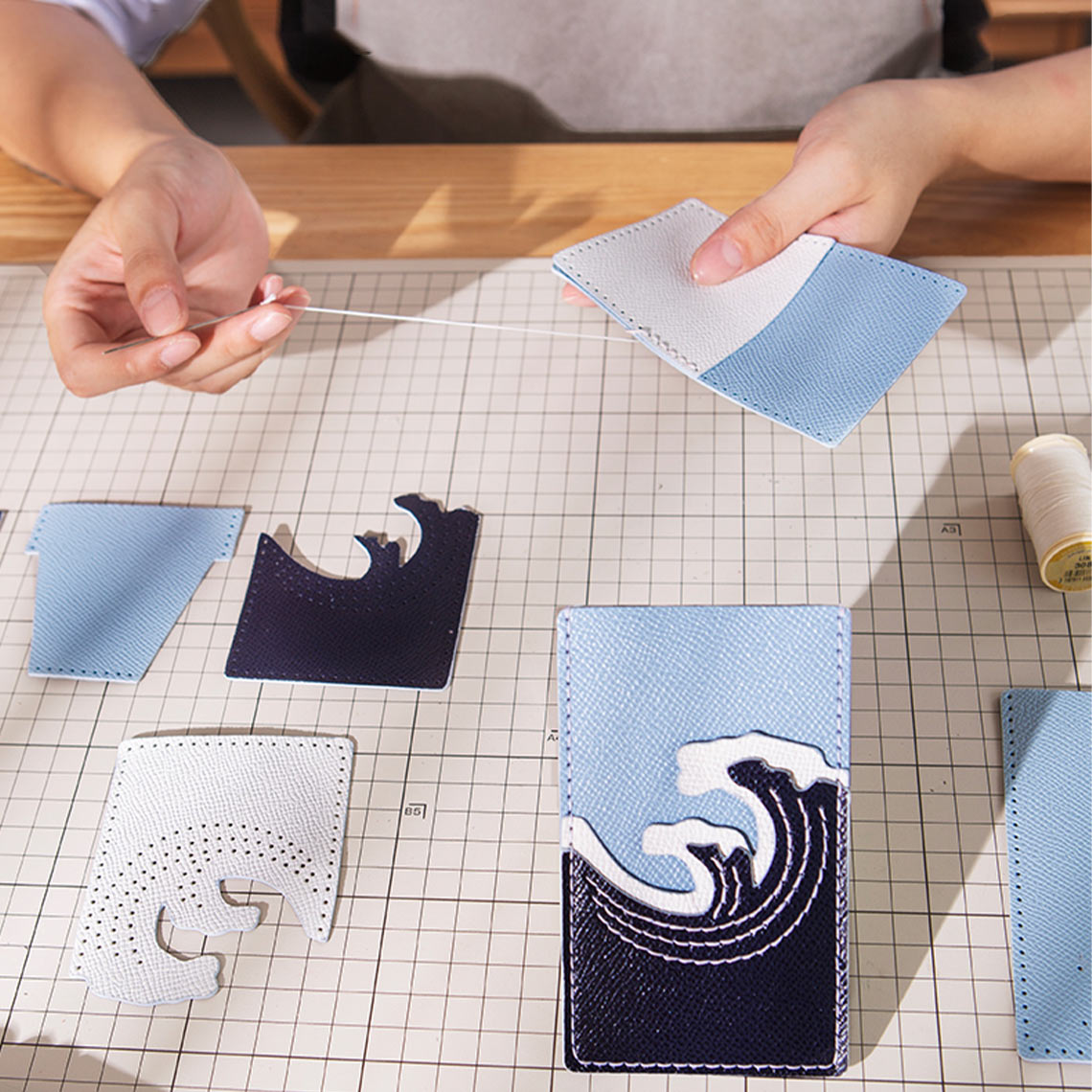 Handmade Card Holder Wallet DIY Making Kit | Designer Painting 5 Cards Card Holder | POPSEWING™ DIY Leather Kit 
