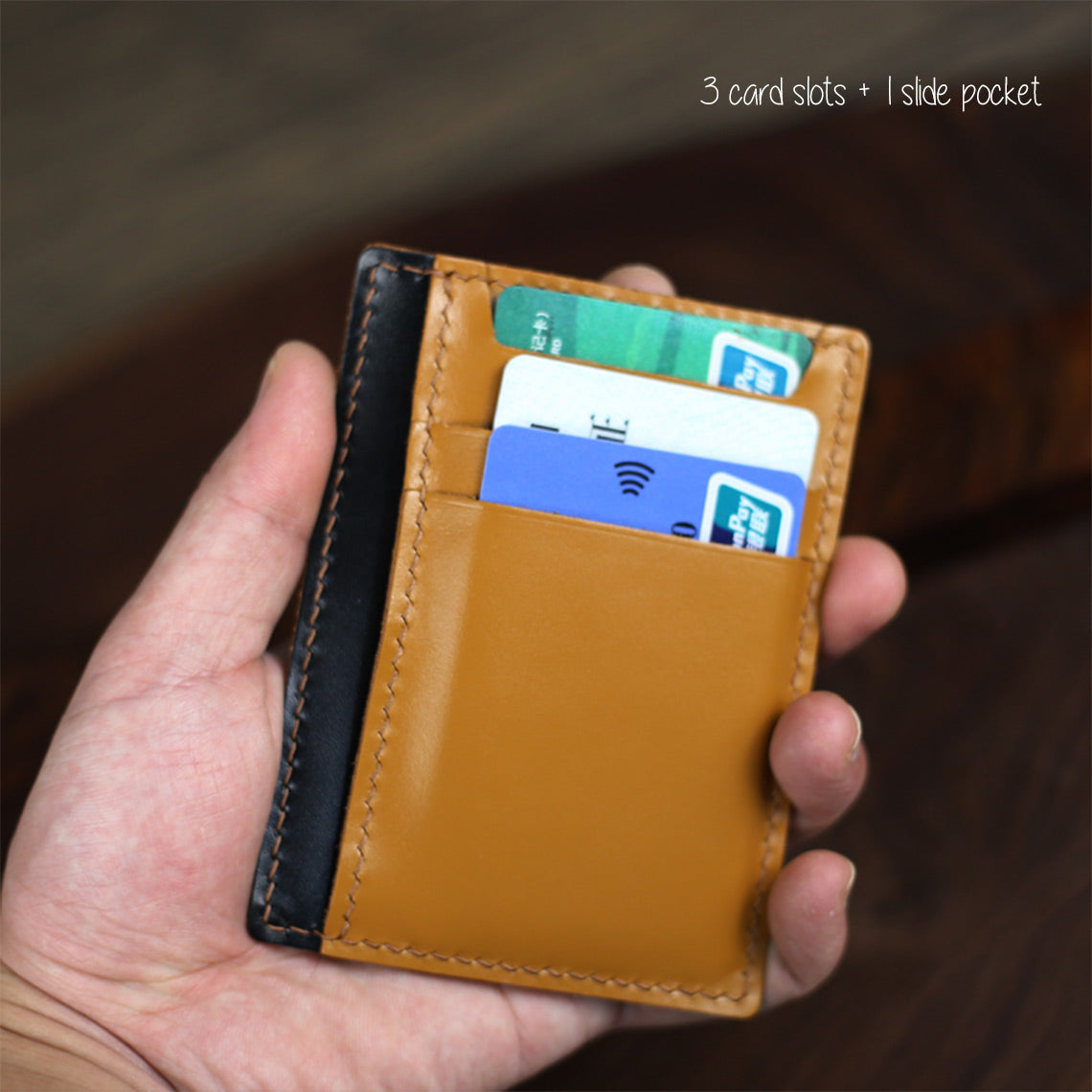 diy credit card sleeve POPSEWING Full Grain Leather Sleeve Card Wallet DIY Kit All Black