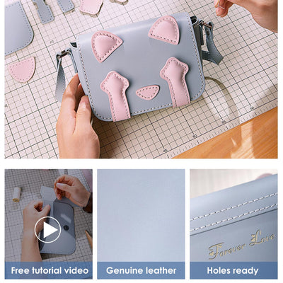 POPSEWING® Leather Shy Cat Crossing Bag DIY Kit