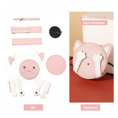 POPSEWING™ Lady Handmade Vegan Leather Kitty Crossbody Bag DIY Kit | Pink