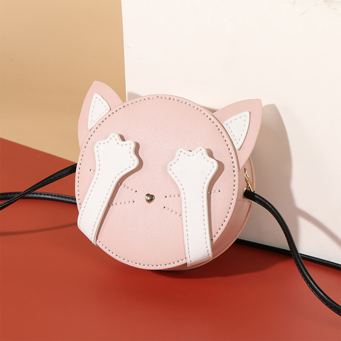 Pink Faux Leather Kid's Cute Kitty Crossbody Bag DIY Kit | Cute Pink Kitty Bag for Kids DIY Birthday Gift Ideas - POPSEWING™