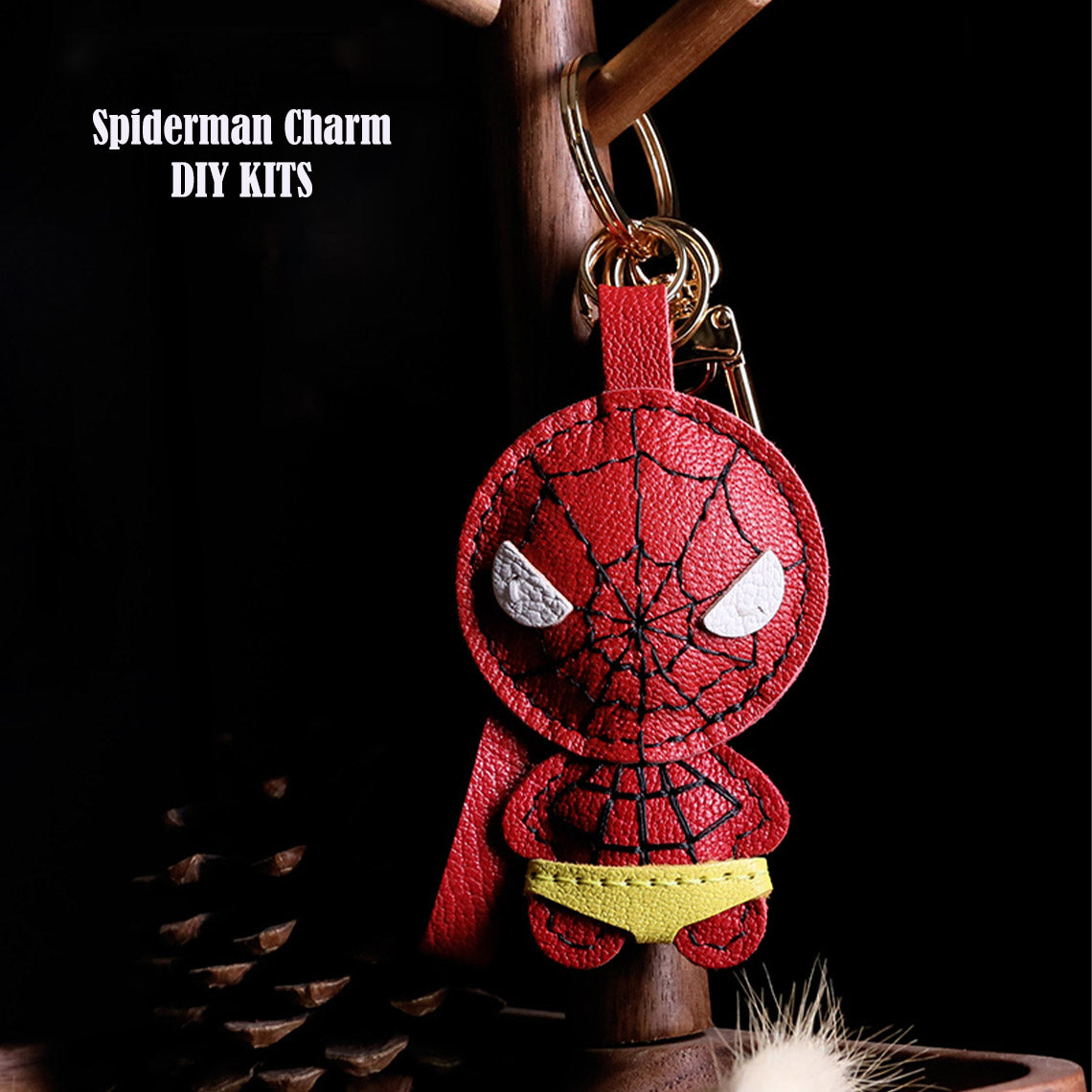 DIY Keychain Making Kit | Spiderman Superhero Leather Keyring Handmade - POPSEWING™