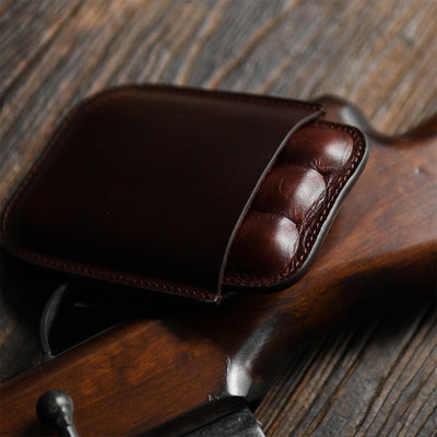 Handmade Luxury Brown Leather Cigar Case Cigar Pouch