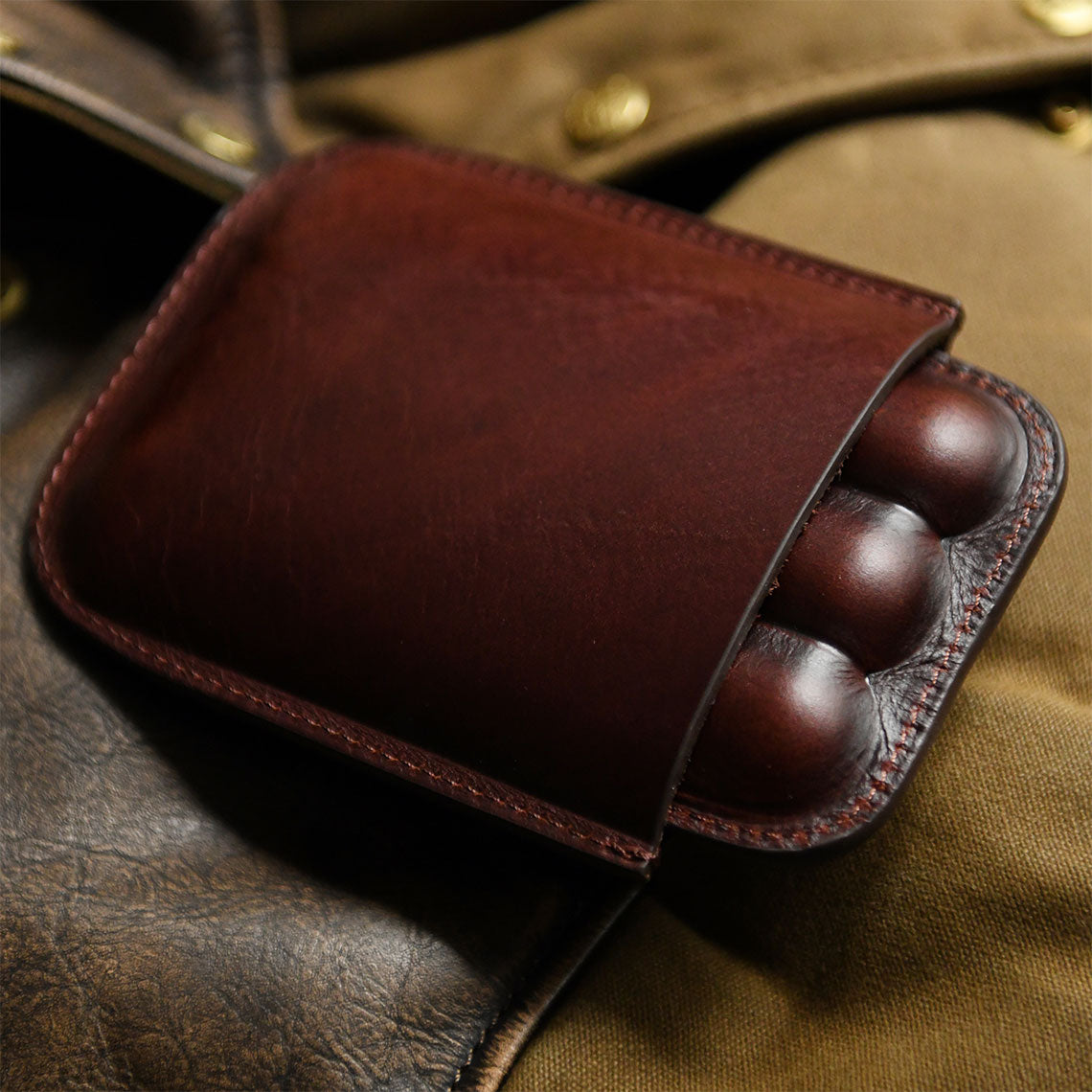 Vintage Brown Genuine Leather Cigar Case for Men