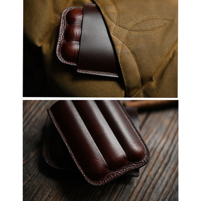 3 Cigar Genuine Leather Case - POPSEWING