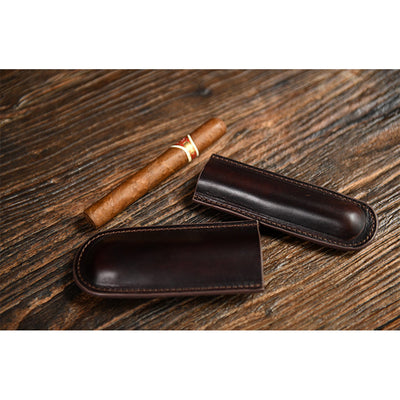 1 Cigar Tube Holder | Heritage Brown Leather Cigar Case - POPSEWING™