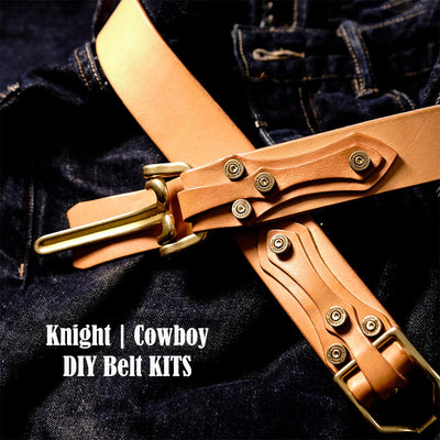 POPSEWING® Full Grain Leather Knight Buckle Cowboy Belt DIY Kit