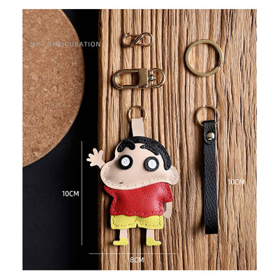 DIY Leather Keychain Ideas | Custom Crayon Shin-chan Leather Keyring for Anime Lovers - POPSEWING™