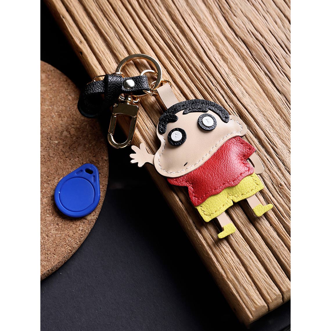 Leather Keychain Fob DIY Kits | Crayon Shin-chan Leather Keychain with Clip - POPSEWING™