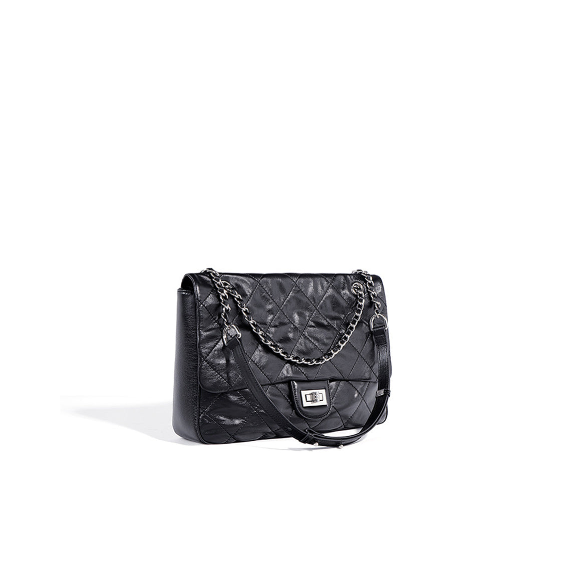 Chain Strap Shoulder Bag | Black Leather Flap Bag for Women - POPSEWING™