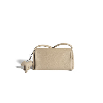 Beige Crossbody Bag | Leather Crossbody Phone Bag with Elephant Pendant - POPSEWING™