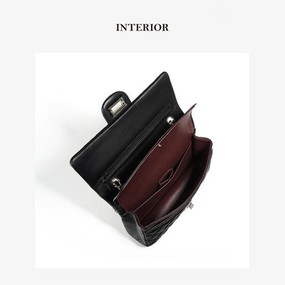Double Flap Bag in Black Leather | Classic Flap Interior Structure