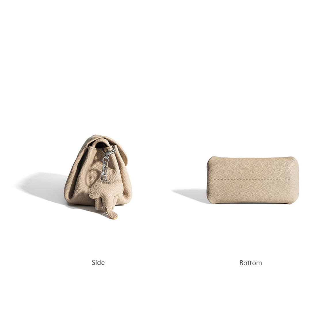 Beige Crossbody Bag Details | Leather Crossbody Bag with Elephant Bag Charm - POPSEWING™