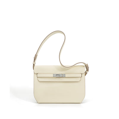 White Kelly Depeches Pouch Dupe | Inspired Designer Leather Crossbody Bag - POPSEWING™