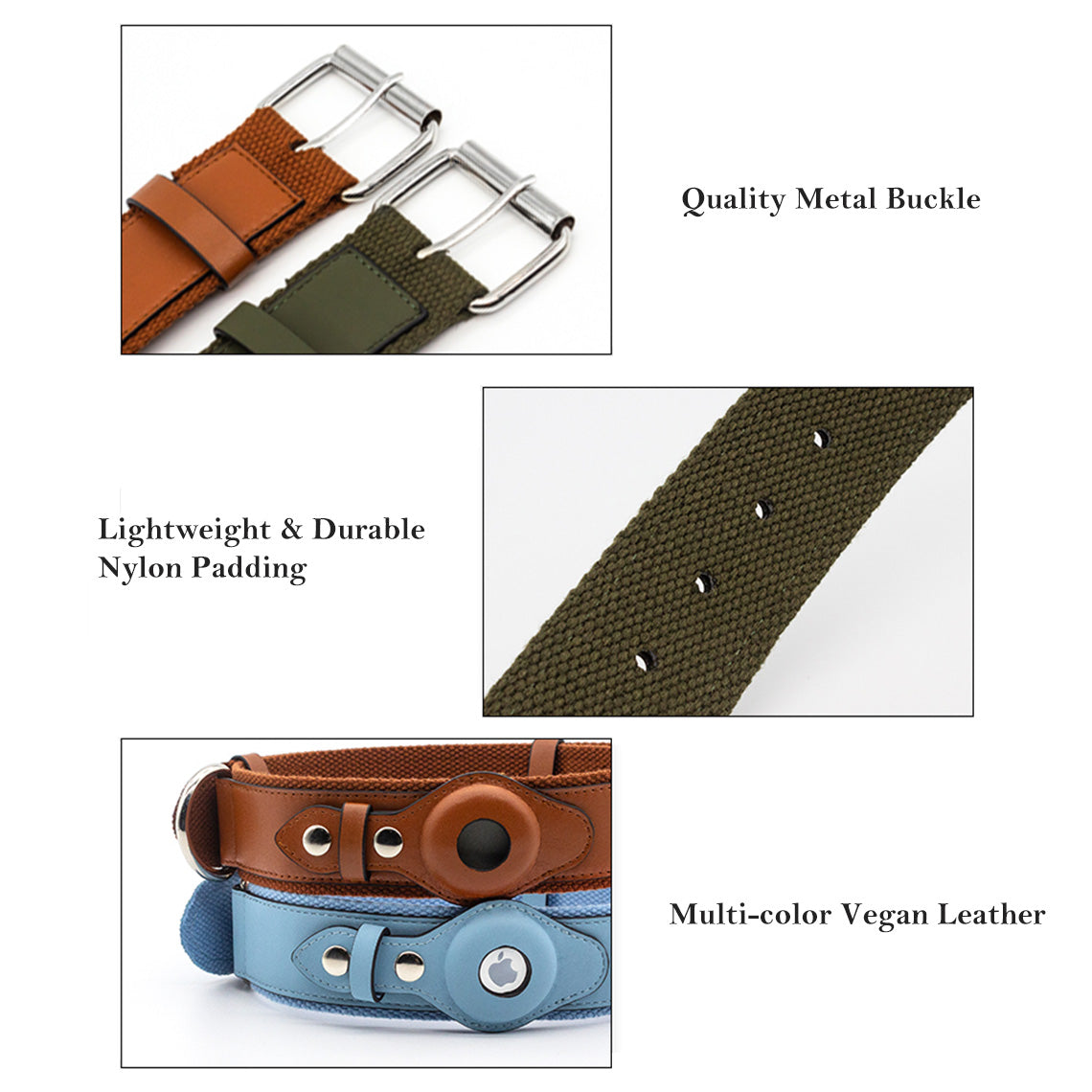 PU leather dog collar with nylon padding