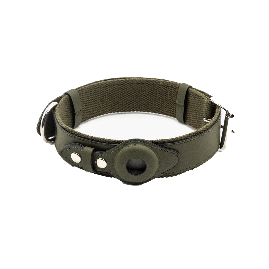 Olive green leather dog collar hotsell