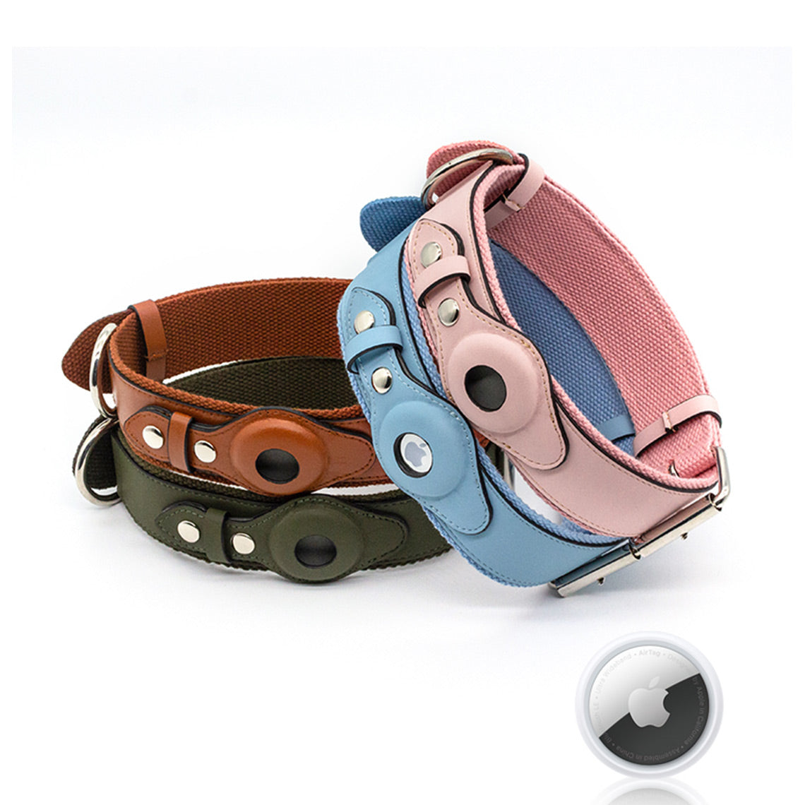 Leather dog collar with airtag case | Best dog collar for small dog