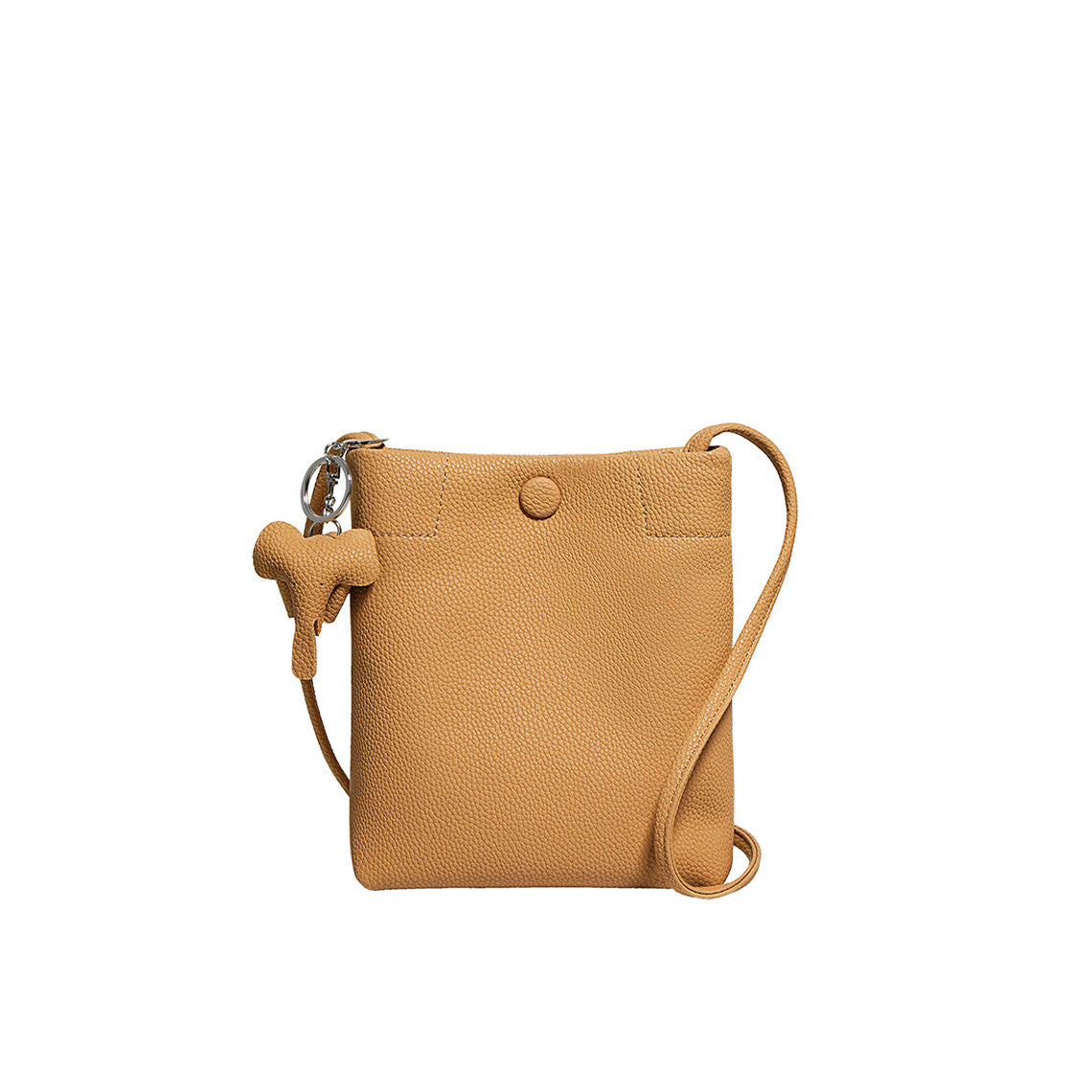 Cell Phone Crossbody Bag in Honey Color | Small Leather Bag with Elephant Pendant - POPSEWING™