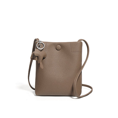 Taupe Leather Crossbody Phone Bag for Women | Small Shoulder Bag Purse - POPSEWING™