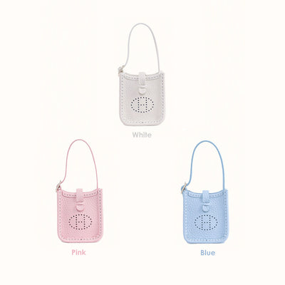 POPSEWING™ Leather Mini Bag Charm in White/Pink/Blue