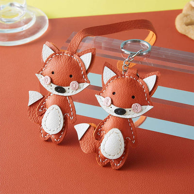 Sheep Leather Fox Keychain, Bag Charm | Fox Gifts for Fox Lovers - POPSEWING™