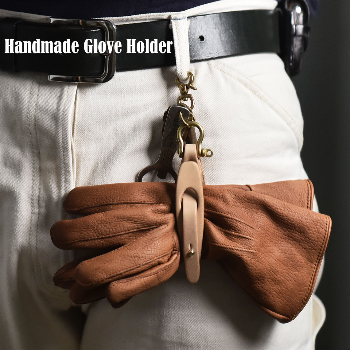 Full Grain Leather Glove Holder | Glove Clip Work Glove Motorcycle Glove Holder