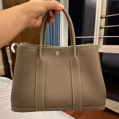 Taupe Leather Handbag | Genuine Leather Bag Inspired - POPSEWING™