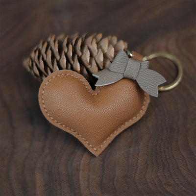 Brown Heart Keychain DIY Leather Kits | Easy to Sew Small Leather Project for Beginners - POPSEWING™