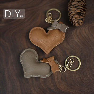 Heart Keychain | Leather Heart Shape Keychain Charm DIY Kits - POPSEWING™