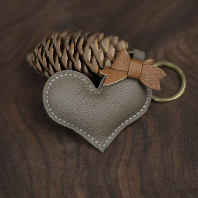 Taupe Leather Heart Key Ring | Leather Heart Charm Making DIY Kits for Adult, Teen and Girls - POPSEWING™