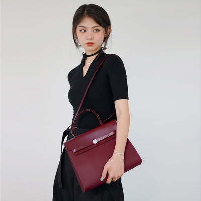 Red Leather Vintage Crossbody Bag Handbag | Inspired Herbag PM DIY Making Kit | POPSEWING™