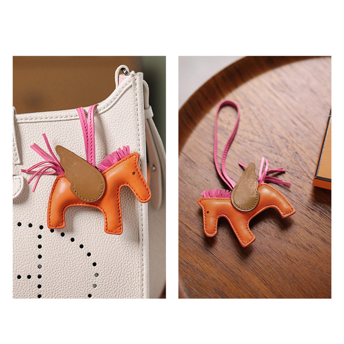 Hermes Grigri Rodeo Horse Bag Charm - Leather Horse Bag Keychain - Orange  | POPSEWING™