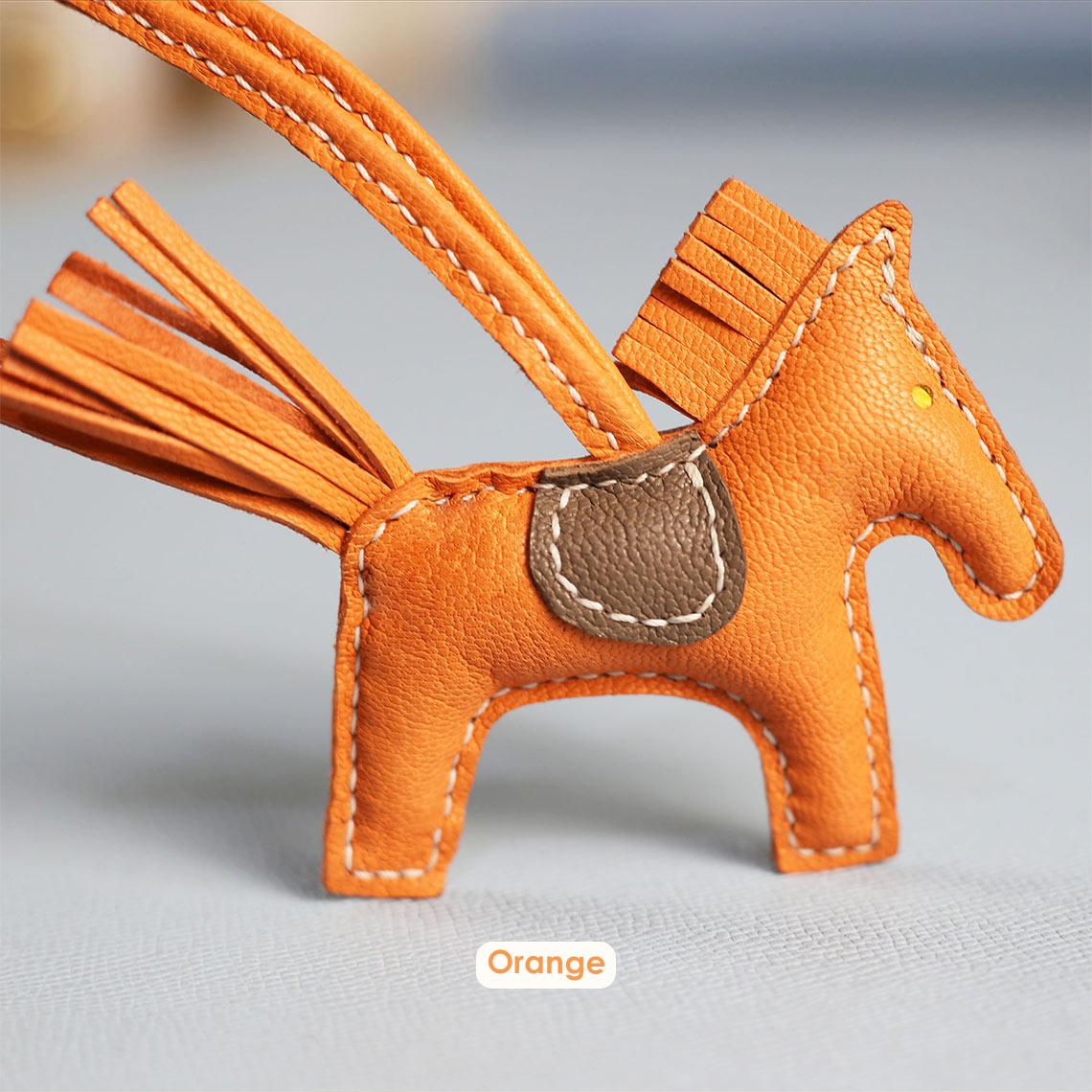 Orange Leather Rodeo Horse Bag Charm Keychain PM | Luxury Bag Accessories for Affordable Price - POPSEWING™
