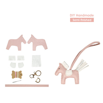 Inspired Hermes Charm DIY Making Kit | Leather Rodeo Horse Keychain Kit Pink - POPSEWING™
