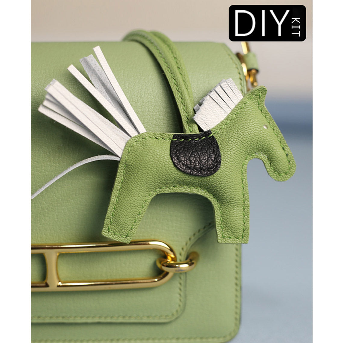 DIY Keychain Kit | Green Leather Horse Bag Charm Keychain - POPSEWING™