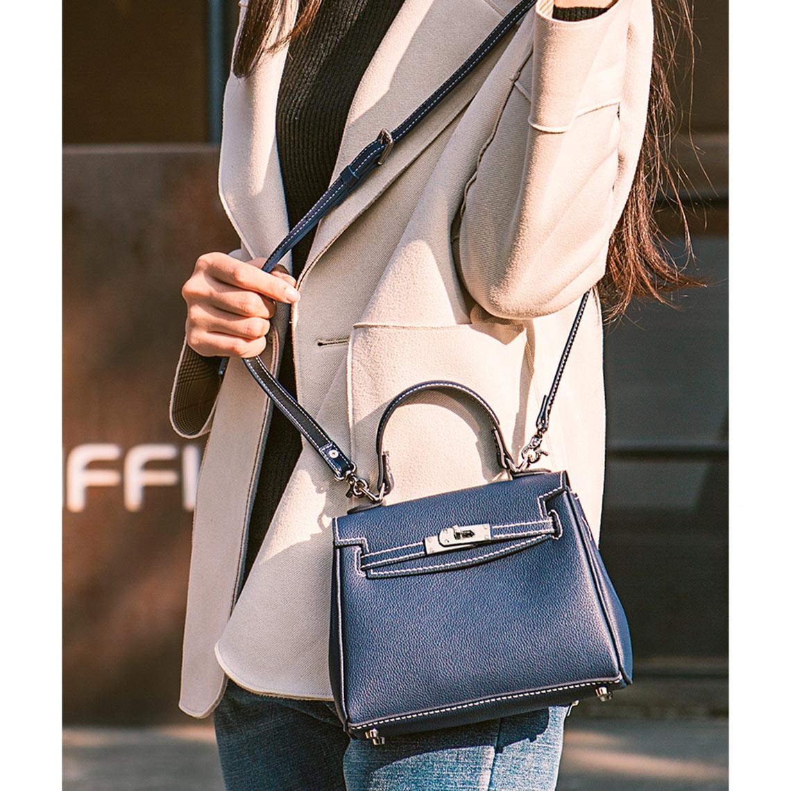 POPSEWING Leather Kelly Shoulder Handbag DIY Kit for Female Gift, Women's, Size: 11.0 in, Blue