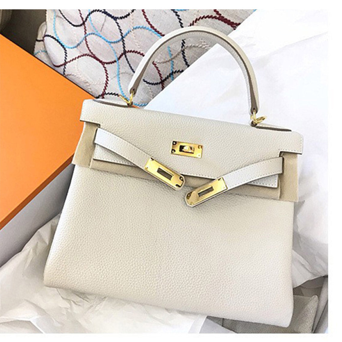 Designer Luxury Handbag | Inspired Kelly in White - POPSEWING™