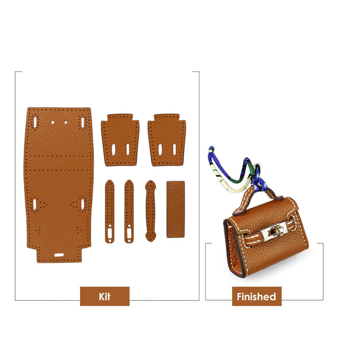 DIY Bag Charm Making Kit | Mini Kelly Bag Charm in Brown - POPSEWING™