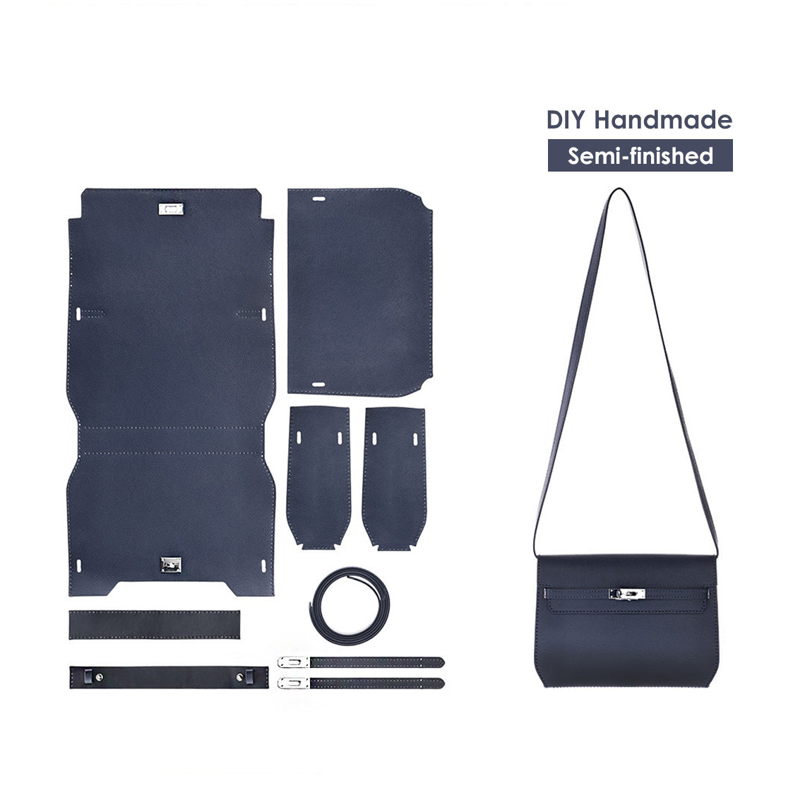 DIY Kelly Depeches 25 Bag Kit in Navy Blue | Handmade Inspired Luxury Bag - POPSEWING™