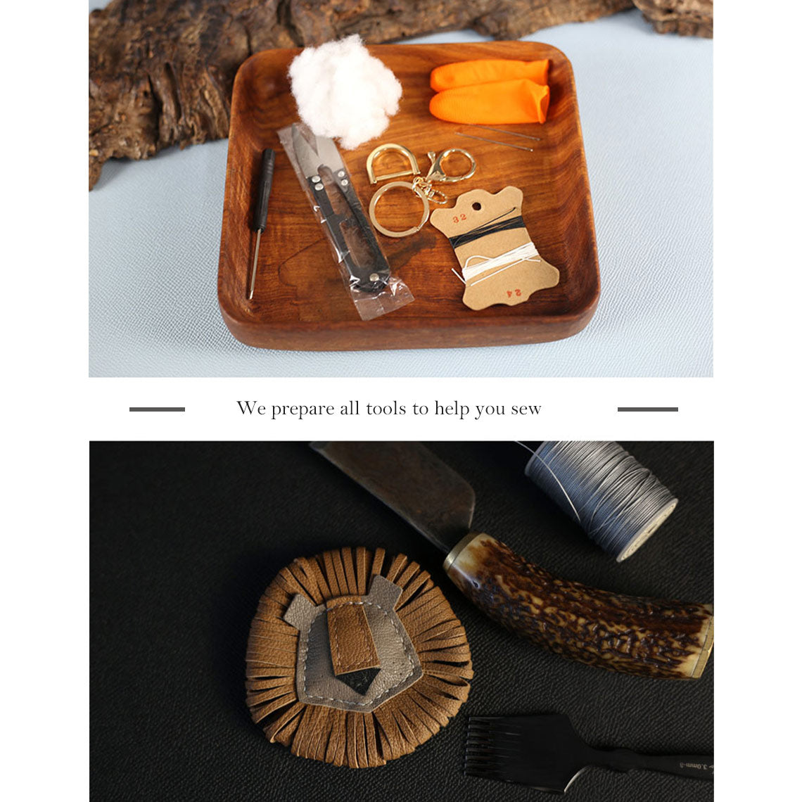 POPSEWING® Sheep Leather Leo Lion Keychain DIY Kit