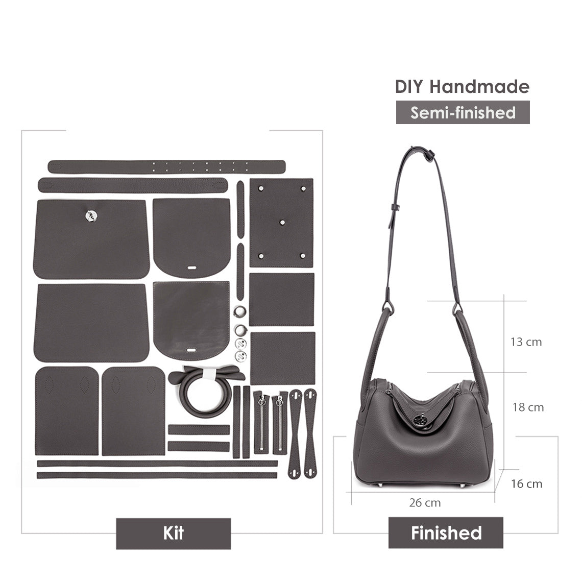 POPSEWING™ Top Grain Leather Lindy Bag DIY Kit | Handmade Lindy Bag