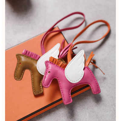 Hermes Grigri Rodeo Horse Bag Charm - Leather Horse Bag Keychain - Brown Pink | POPSEWING™
