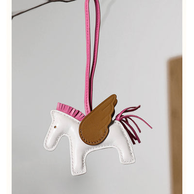 Leather Horse Bag Charm - Rodeo Horse Bag Keychain - White | POPSEWING™