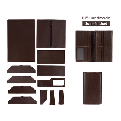 Handmade genuine leather long wallet kit | Slim bifold wallet