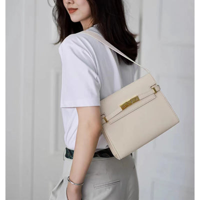 Manhattan Square Shoulder Bag in White | Handmade Women's Shoulder Bag - POPSEWING™