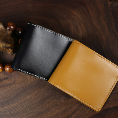 Full Grain Leather Slim Wallet in Black & Brown | Handmade Gift Wallet for Men - POPSEWING™
