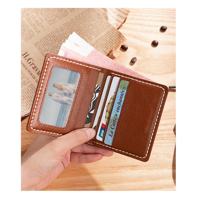 Brown Leather Bifold Wallet with Picture Window | DIY Handmade Gift Ideas for Men -  POPSEWING™